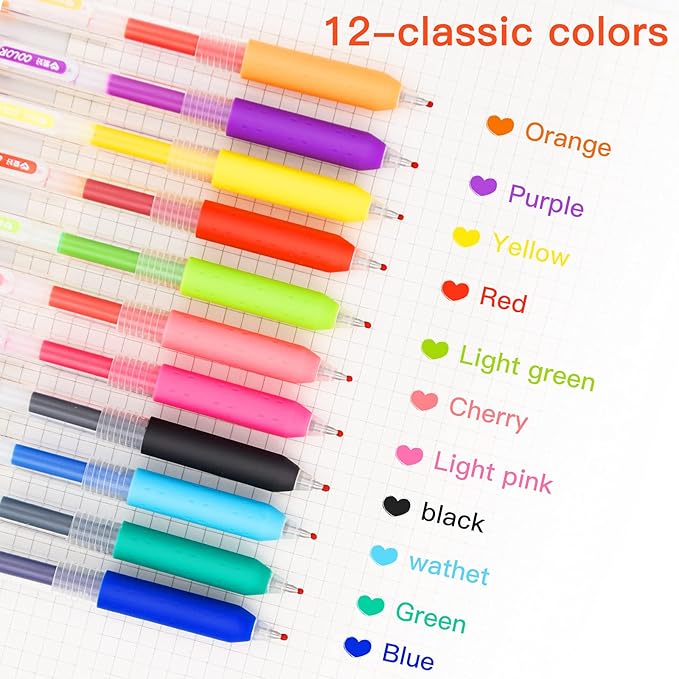 Jelly colors Journal Planner Pens Colorful 0.5mm Markers Fine Tip Drawing Pen Porous Fineliner Pen for Bullet Journaling Writing Note Taking Coloring Art Office School Supplies (12 jelly colors)-DeskLoop Office