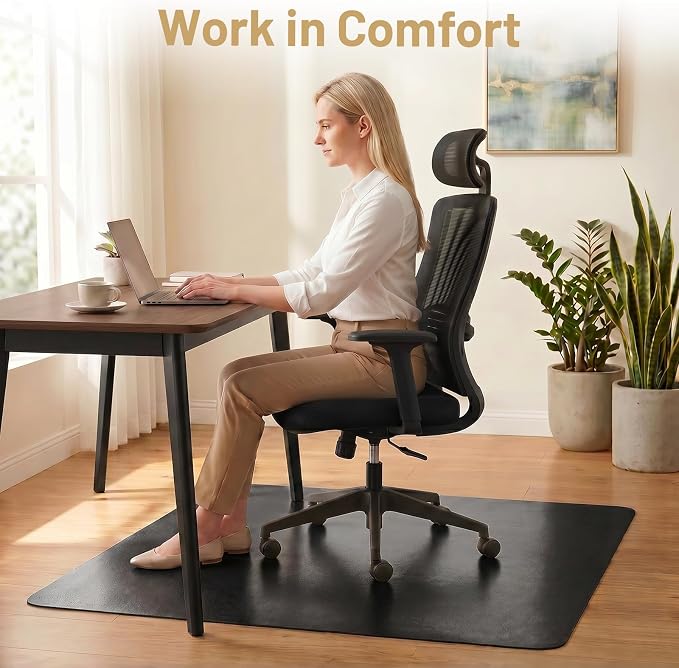 Black Office Chair Mat for Hardwood Floors 36" x 48", Heavy Duty Floor - Image 8