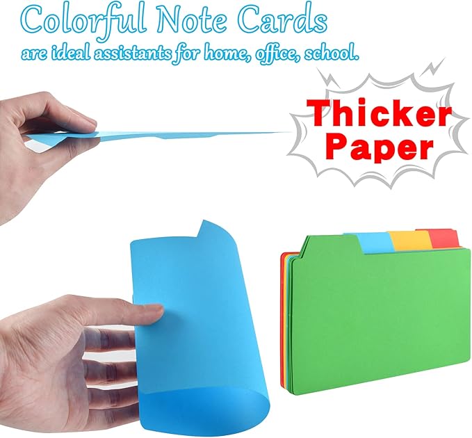 96 Pcs 5x8 Index Cards Dividers With Blank Tabs - Color Note Cards for Studying, Working, Office, School, Business, Home-DeskLoop Office