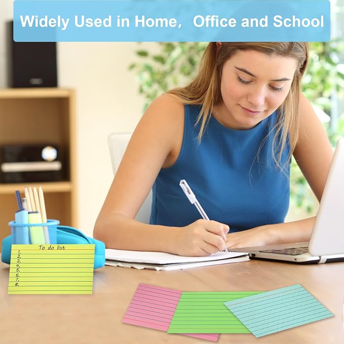 200 Sheets Colored Index Cards 3x5 Ruled, Thick Flash Cards - Image 7