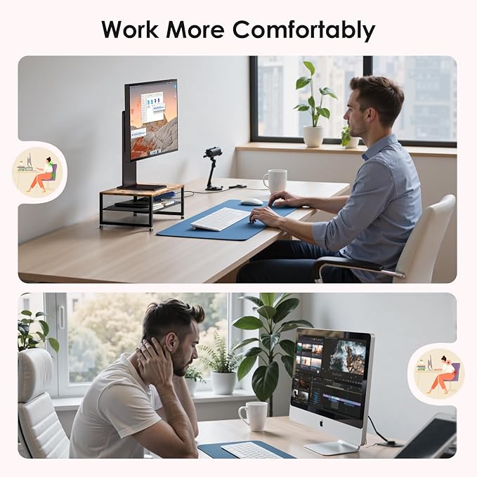 Computer Monitor Stand Riser, Desk Organizers and Accessories, Printer & Laptop Stand, Office Desk Accessories & Desktop Workspace Organizers for Office Supplies (Brown)-DeskLoop Office