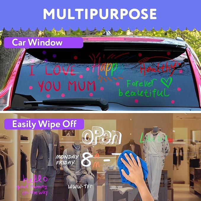 TFIVE Pink Liquid Chalk Markers - 2 Pack Bright Colors Erasable Chalk Marker Pens, Reversible Tip, Non-Toxic, for Chalkboards, Signs, Glass, Easy to use Chalk markers TF800-DeskLoop Office