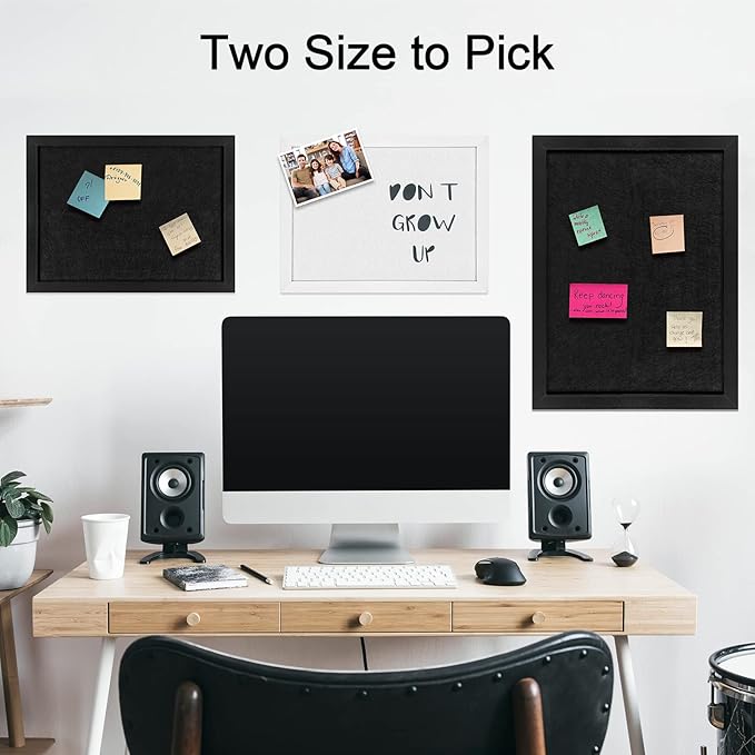 TORASO Cork Board Bulletin Board, Cork Boards for Walls with Pins, Eye Bolts, gaskets, Screws, Pin Board for Office, School and Home (All Black, 17“x23-1P)-DeskLoop Office
