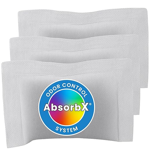 iTouchless Official Trash Can Deodorizer AbsorbX 3-Pack All Natural Activated Charcoal Odor Absorber Stops Garbage Smells, Compost Bin Filter Air Freshener for 8 Gal & Larger Trashcan with Compartment-DeskLoop Office