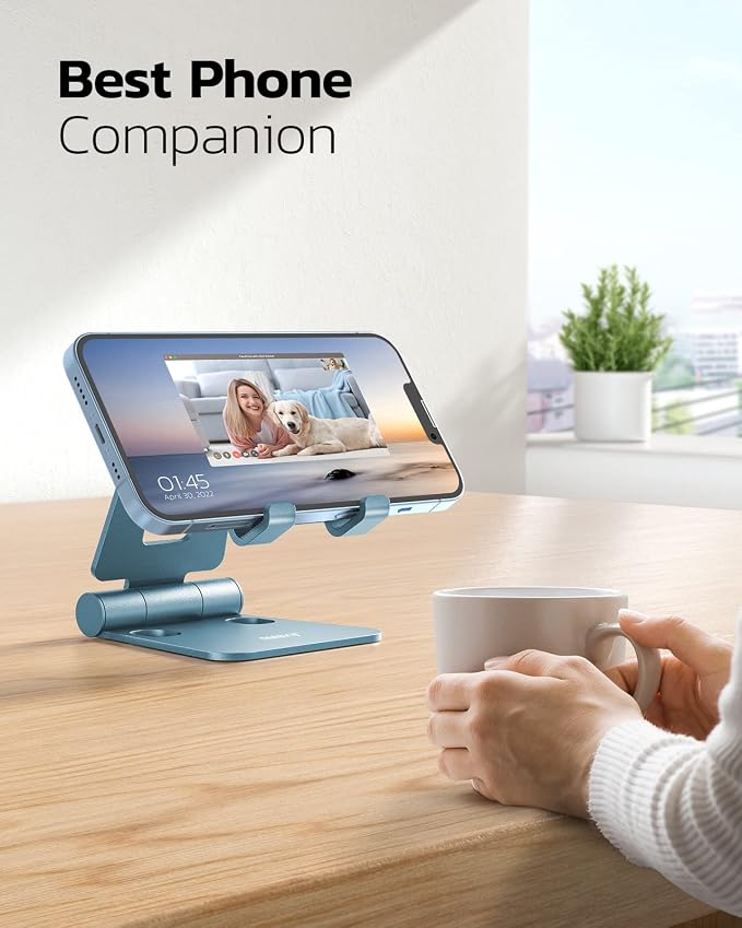 Nulaxy Dual Folding Cell Phone Stand, Fully Adjustable Foldable Desktop Phone - Image 6