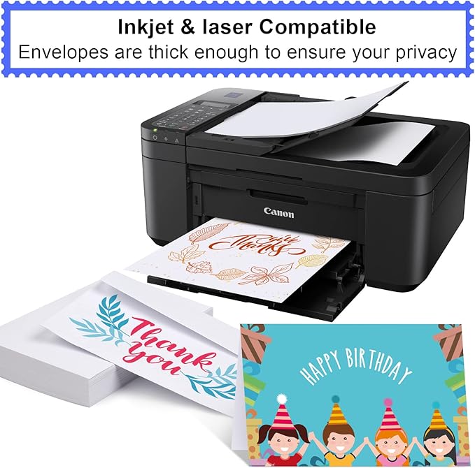 Joyberg Blank Cards and Envelopes 4x6, 30 Pack White Invitation Cardstock with 30 Pack Envelopes, Self-Seal Thank you Blank Greeting Cards and Envelopes, for All Occasions DIY, Print custom-DeskLoop Office