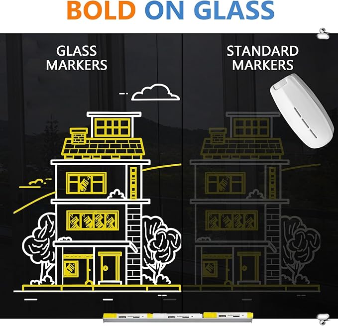 White Dry Erase Markers for Black Glass Board, 2-in-1 Premium Reversible Dual Tip - Bullet & Fine Point, Erasable Blackboard Chalkboard Liquid Chalk Markers Pens, 10 Pack-DeskLoop Office