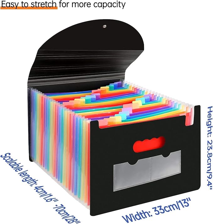 CHEPULA 2 Pack 24 Pockets Accordion File Organizer, A4 Multicolored Expanding File Folder, Large Capacity File Organizer Expandable Folder with Expandable Cover Document Organizer File Box-DeskLoop Office
