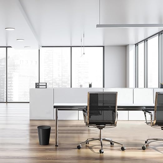 Bathroom Trash Can, 8 Pack 1.8 Gallons Small Trash Can with Trash Bags, Bathroom Garbage Can, Plastic Trash Bin, Round Waste Basket for Living Room, Bedroom, Office, Kitchen, Compact Space (Black)-DeskLoop Office