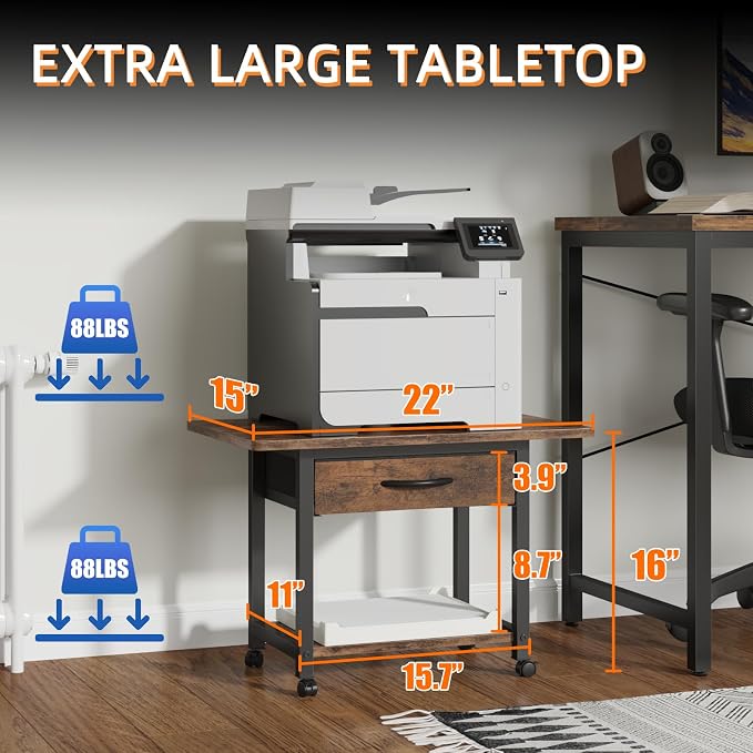 YAOHUOO 22"x15" Large Printer Stand - Image 8
