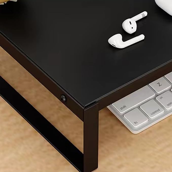 Adjustable Metal Monitor Stand - 11.6"-21.3" Ergonomic Desktop Riser for Computer/Laptop/TV, Heavy-Duty Office Shelf with Space-Saving Design (Black)-DeskLoop Office