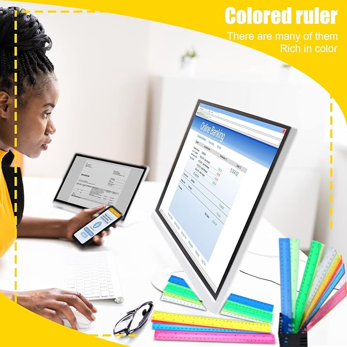 Panelee 108 Packs 12 Inch Plastic Ruler - Color Transparent, Assorted Colors, Metric Clear With Inches and Centimeters for Kids, School, Home, Classroom, Office - Back to School Gifts Supplies-DeskLoop Office