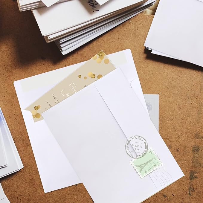 Joyberg 50 Packs 5x7 Envelopes, White A7 Envelopes for Invitations, Printable, Self Seal for Weddings, Invitations, Photos, Postcards, Greeting Cards, Mailing-DeskLoop Office