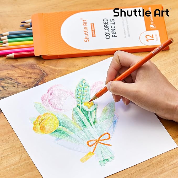 Shuttle Art 504 Colored Pencils Bulk, 12 Vibrant Colors, Pack of 42, Pre-sharpened Coloring Pencils, Wood Colored Pencil for Kids Teachers, Classroom Essentials, Back to School Supplies-DeskLoop Office