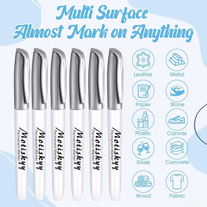 48 Pcs Metallic Permanent Markers Bulk Metallic Marker Pens Medium Tip Quick Dry Paint Pen for Classroom DIY Crafts Artist Illustration Gift Card Making(Silver)-DeskLoop Office