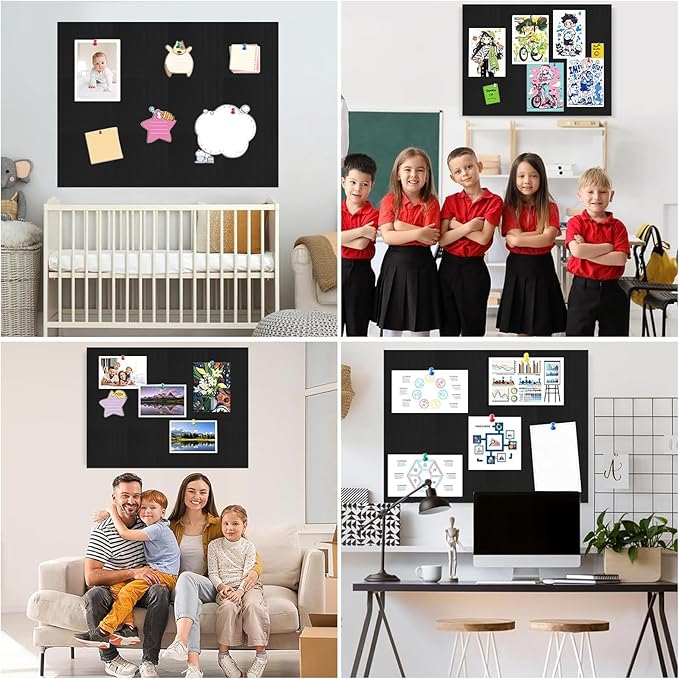 Cork Boards for Walls 48" x 36" Felt Board Alternative, 12 Pack Felt Wall Tiles Bulletin Board, Large Cork Board for Office Pin Board Tack Board Cork Boards-DeskLoop Office