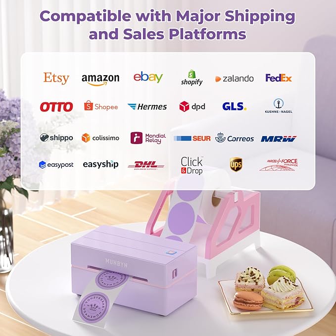 MUNBYN Bluetooth Thermal Label Printer, 130B Wireless 4x6 Shipping Label Printer for Shipping Packages Small Business Office or Home, Compatible with iPhone Android iPad Windows macOS Chrome Etsy eBay-DeskLoop Office
