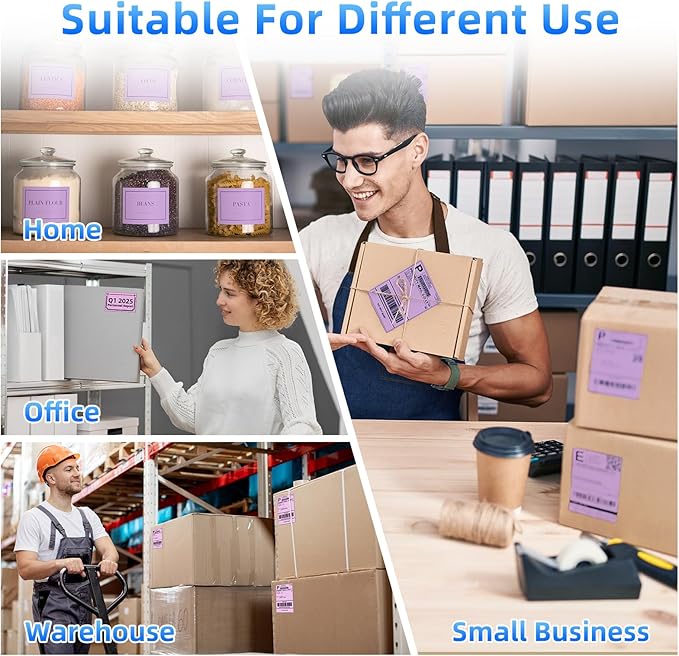 4x6 Thermal Labels, 1 Packs of 500 4x6 Fold Labels Purple - Compatible with JADENS, ASprink, Phomemo, Rollo, Zebra, Omezizy and Other Thermal Printers-DeskLoop Office