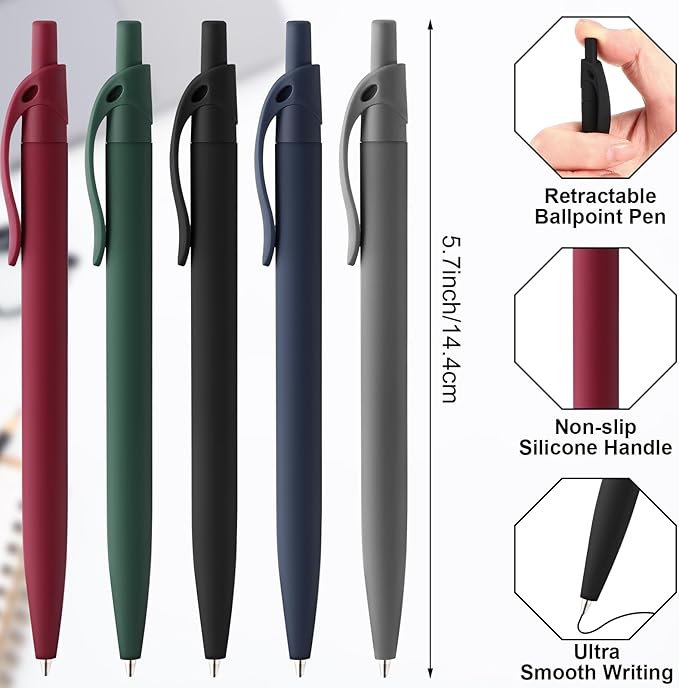 100 Pack Black Pens Bulk Retractable No Bleed Click Black Ink Smooth Writing Ballpoint Pens for School Office Supplies, 1.0mm-DeskLoop Office