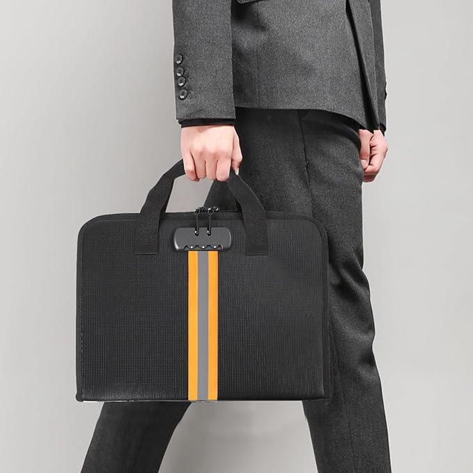 Accordion File Organizer with Combination lock,Fireproof Expanding File Folder with Multi Pockets,13 Pockets Document Organizer with Handle & Labels,Portable Home Travel Safe Storage Letter A4 Files-DeskLoop Office