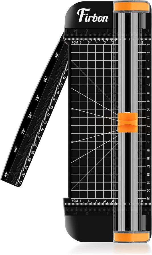 Firbon Black A5 Paper Cutter, Straight Small Paper Trimmer with Side Ruler for Scrapbooking Craft, Paper, Coupon, Label, Cardstock-DeskLoop Office