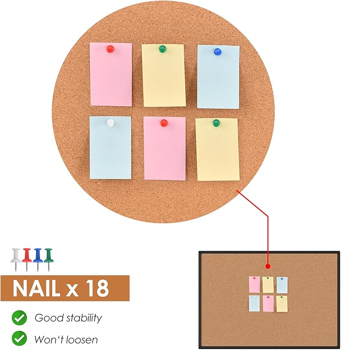 Board2by Bulletin Board 48 x 36, Black Aluminium Framed 4x3 Corkboard , Large Wall Mounted Notice Board with 18 Push Pins for School, Home & Office-DeskLoop Office