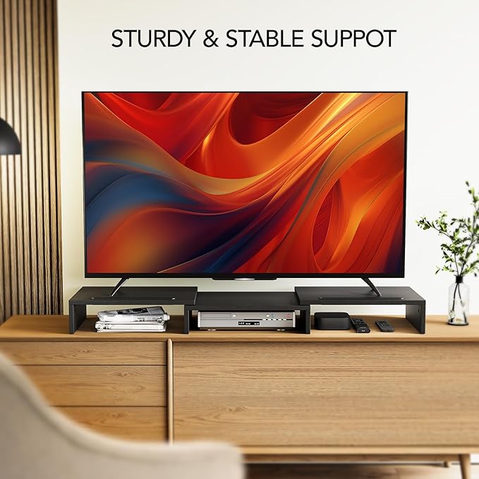 AMERIERGO Dual Monitor Stand Riser for 2 Monitors, Monitor Stand for Desk, Adjustable Computer Monitor Stand with 2 Slot, Multifunctional Desktop Organizer Stand for Laptop, PC, Computer, Printer-DeskLoop Office