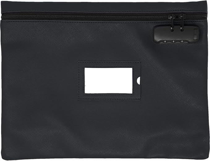 Notary Bag with Lock | 14x11 inch | Black | Zipper Notary Supplies Bag | Locking Notary Bag for Notary Kit, Stamp, Embosser, Ink Pad, and Valuables | Locking Document Bag | Journal Carrying Case-DeskLoop Office