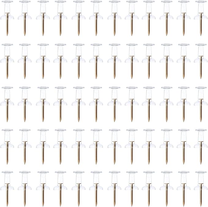 Clear Push Pins 600pcs Standard Thumb Tacks with Rose Gold Steel Point Transparent Plastic Head Pins for Hanging Photo Posters Craft Marking Map Wall Cork Board-DeskLoop Office