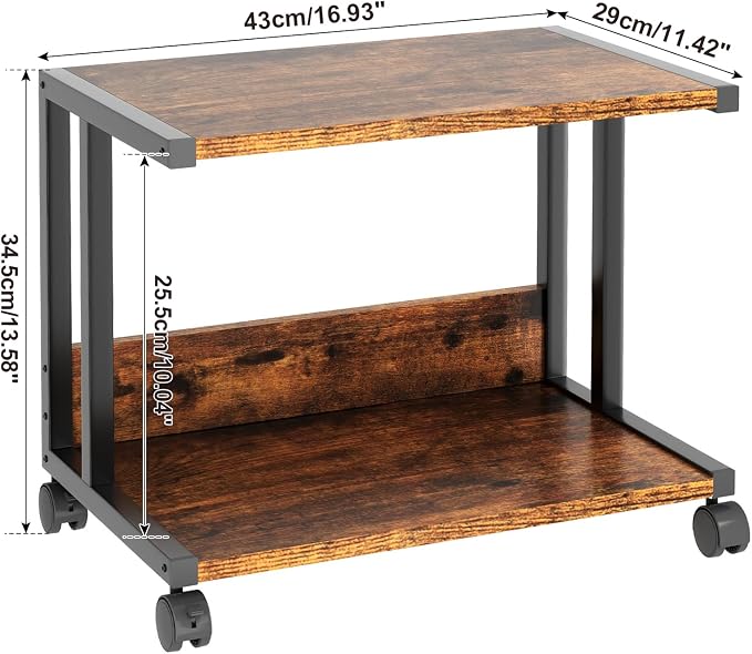 IBUYKE Under Desk Printer Stand, 2 Tier Printer Cart, Mobile Home Desktop - Image 9
