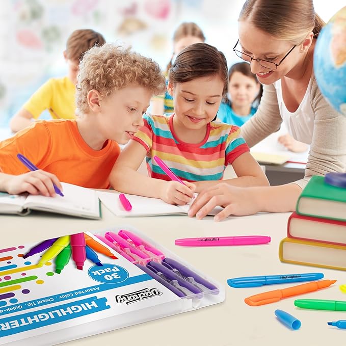 Duchong 30 Count Highlighters Assorted Colors, No Bleed Highlighter Markers for Teacher Students, Classroom Must Have, School Supplies for Adult Kids-DeskLoop Office