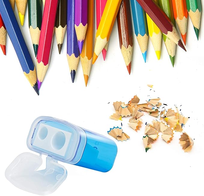 KIDMEN 24 PCS 2 Holes Small Manual Pencil Sharpener with Lid,for Kids,School-DeskLoop Office