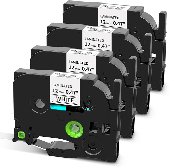 Colorty Label Maker Tape Refill Compatible with TZ TZe Tape 12mm 0.47 Laminated White TZe-231 TZe231 Replace for Brother P Touch Label Tape PT-D210 D220 1180 1280 1750 2030, 1/2" (12 mm x 8m, 4 Pack-DeskLoop Office