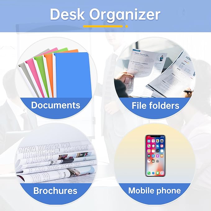 4 Pack Stackable Paper Trays for Letter Documents, Desktop File Organizers for Office Supplies, Stackable Desk Tray Holder for Paper Storage, Gray-DeskLoop Office