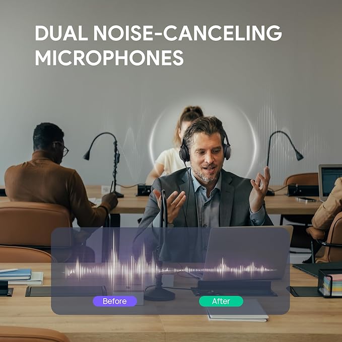 Yealink UH37 USB Headset with Mic,Wired Headset with Noise Cancelling Microphone for Computer PC Laptop VoIP Phone,USB-A & USB-C Cable,Works with Zoom and Other Leading UC Platforms-DeskLoop Office