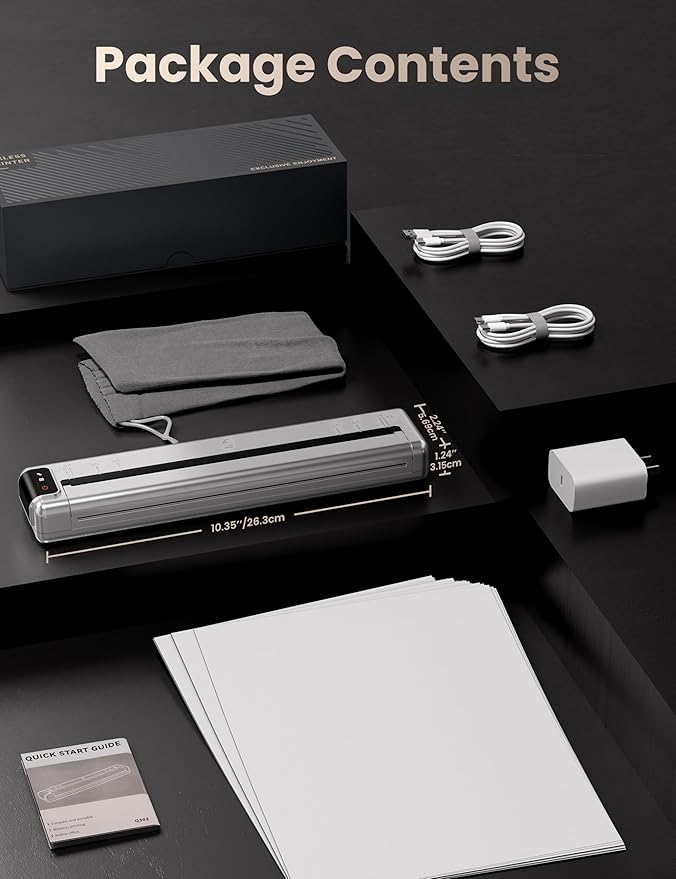 Phomemo Q302 Upgraded Portable Printers Wireless for Business, Ultra-Small Bluetooth Printer for Mobile Printing, 2400mAh Battery can Reverse Charging, 300dpi Inkless Printer Support 8.5X11 US Letter-DeskLoop Office