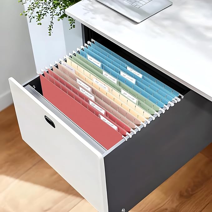 SUNEE Hanging File Folders Retro Colors, 25 Pack Letter Size File Folders with 1/5-cut Tabs, Stay Organized for Your Home and Office Bulk File and Documents-DeskLoop Office