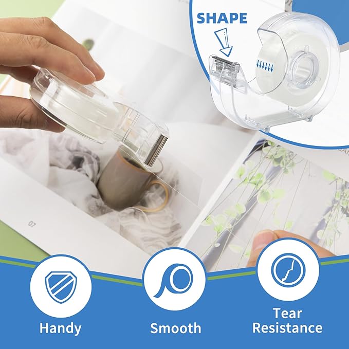 24 Pcs Transparent Tape with Dispenser, 0.7 in x 1000 in Clear Tapes and Refillable Dispensers, Office Tape Rolls with Dispenser Bulk for Craft Jobs, Gift Wrapping, Repairing, Home and School