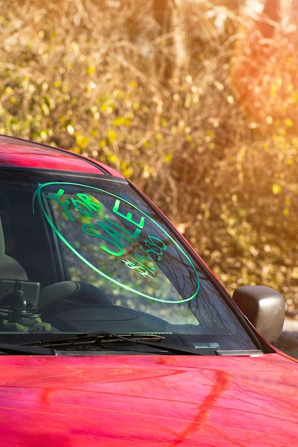 Window Markers for Glass Washable Car Window Paint Pen- Dry Erase Liquid Chalk Marker Car Decorations on All Surfaces, Tire, Windshield - Auto Marker, Autowriter, Rain Resistant (Green, Jumbo Tip)-DeskLoop Office