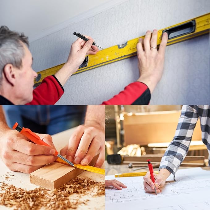 Zhehao 120 Pieces 2.8 mm Carpenter Pencil Refills HB Refill for Construction, Writing, Drawing, Drafting, Woodworking (Black, Red, Yellow)-DeskLoop Office