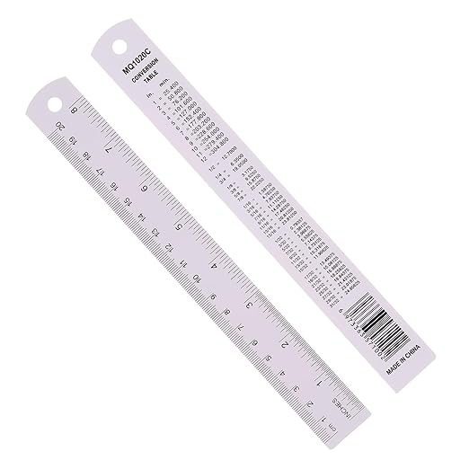 PATIKIL 20cm/8" Metal Ruler, 2 Pack Aluminum Alloy Rulers with Centimeters, Millimeters, Inches and Conversion Table Straight Edge Ruler for Writing Machinist Drafting, Purple-DeskLoop Office