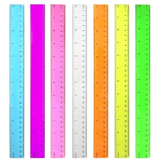 Color Transparent Ruler Plastic Rulers - Ruler 12 inch, Kids Ruler for School, Ruler with Centimeters, Millimeter and Inches, Assorted Colors, Clear Rulers, 7 Pack School Rulers-DeskLoop Office
