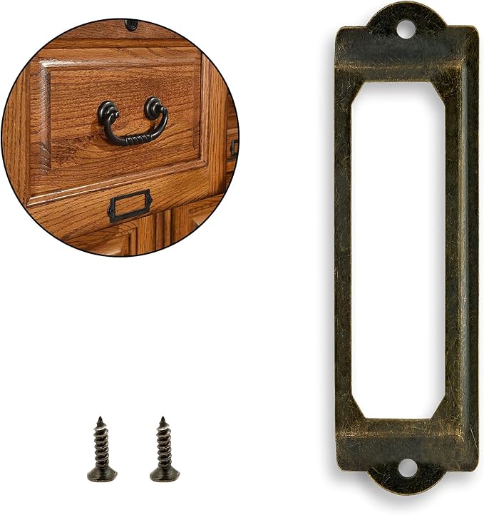 Antique Label Holder, 2.3 Inch, Office File Cabinet Shelves Drawer, Name Card - Image 9