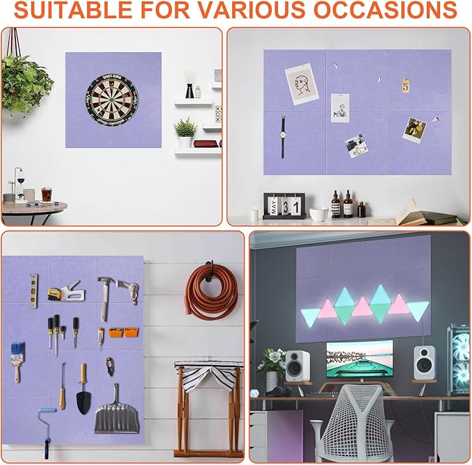 Cork Boards for Walls 48" x 36" Felt Board Alternative, 12 Pack Felt Wall Tiles Bulletin Board, Large Cork Board for Office Pin Board Tack Board Cork Boards-DeskLoop Office