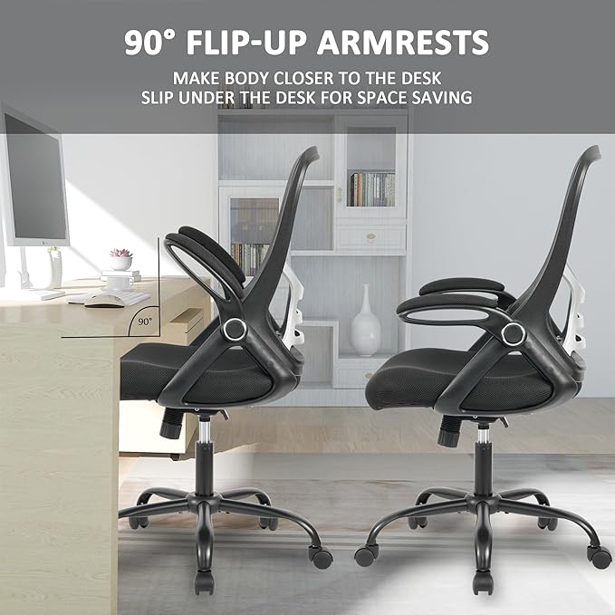 HYLONE Office Chair Ergonomic Desk Chair with Adjustable Armrests, Mesh Executive Chair, Home Office Computer Chairs for Long Hours(Black)-DeskLoop Office