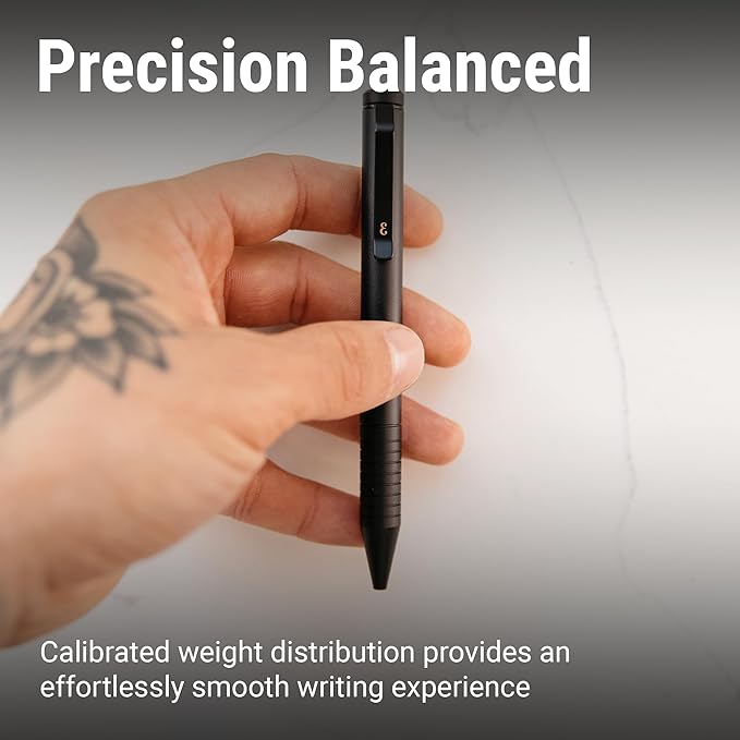 Everyman Grafton Mini Twist Refillable 0.7mm Ball Point Pen Black | Sleek Anodized Aluminum Pocket Pen with Grooved Grip | Smooth Writing EDC Ink Pen for Office, Travel, Work & Gifting-DeskLoop Office