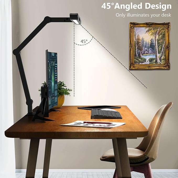 Micomlan 36W Bright Led Desk Lamp with Clamp, 47 Inches Long Architect Desk Lamp Home Office, Dimmable Table Light with Remote Adjustable Monitor Light Bar Tall Office Lighting for Computer Desktop-DeskLoop Office