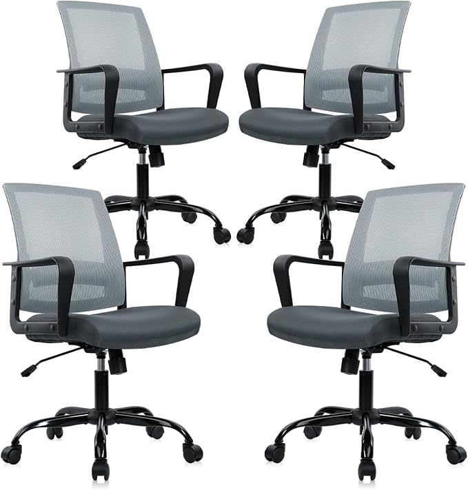 CLATINA Ergonomic Office Desk Chair - Mesh Office Chair with Adjustable Lumbar Support, Rolling Comfortable Computer Task Chairs with Arms for Home Conference-Gray, 4 Pack-DeskLoop Office