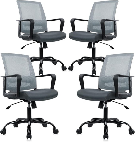 CLATINA Ergonomic Office Desk Chair - Mesh Office Chair with Adjustable Lumbar Support, Rolling Comfortable Computer Task Chairs with Arms for Home Conference-Gray, 4 Pack-DeskLoop Office