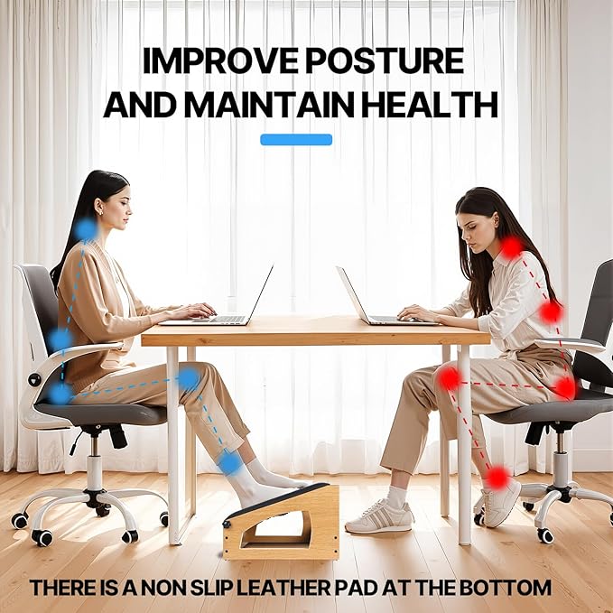 Ergonomic Foot Rest, 4 Adjustable Height Foot Stool,Footrest Under Desk, Flip Over Office Desk Foot Rest, Improving Posture, Promoting Blood Circulation(Natural)-DeskLoop Office